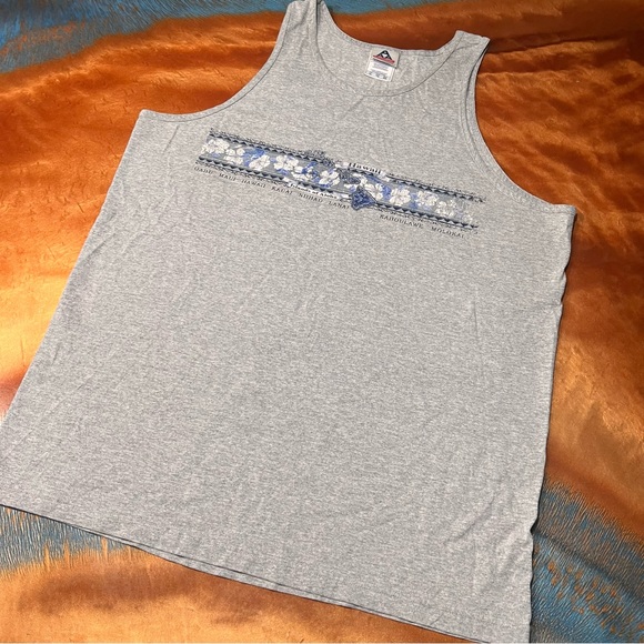 Vintage AAA Hawaiian Islands Graphic Muscle Tank gray blue size XL preshrunk - Picture 1 of 15